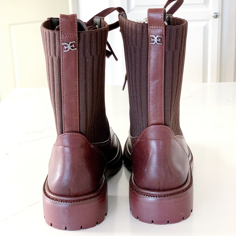 🥾Sam Edelman Women's Lydell Lace Up Combat Boots In Brown Leather - Picture 6 of 6